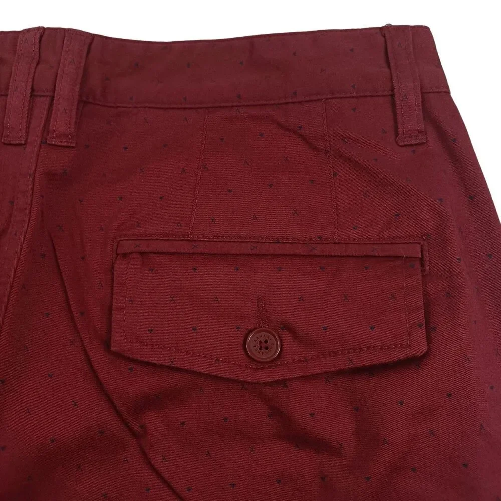 A|X Armani Exchange Men's Burgandy Flat Front Chino Printed Shorts Size 29